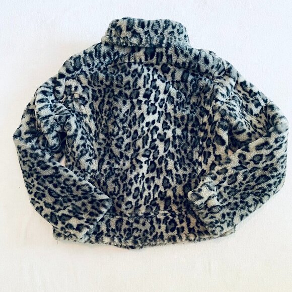 Lucky Brand grey faux fur cheetah print bomber jacket Womens Small animal soft - Picture 7 of 11